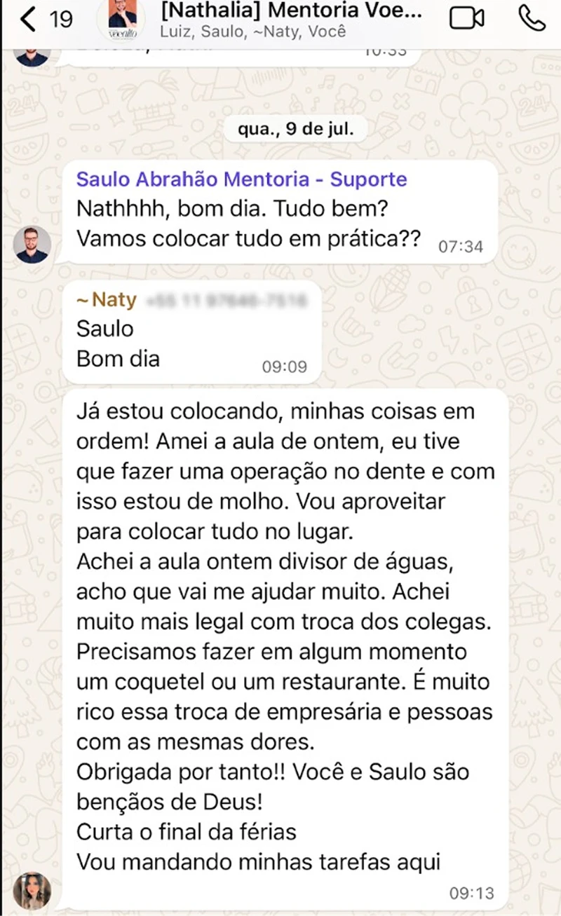 Depoimento de aluno