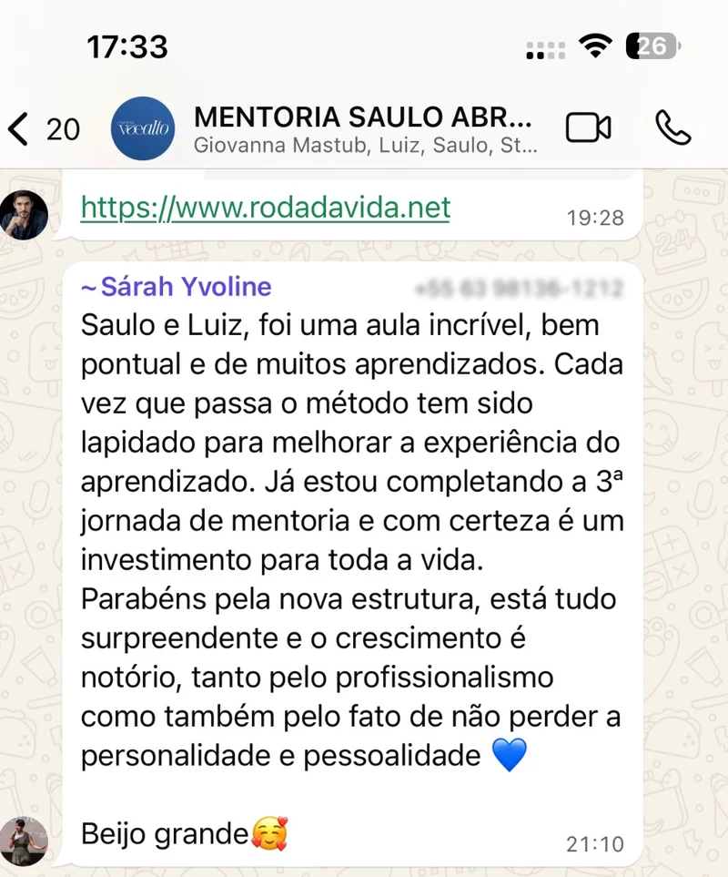 Depoimento de aluno