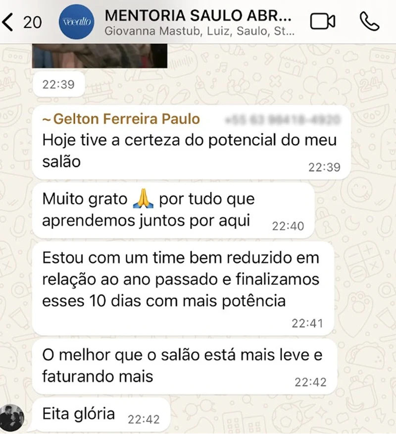 Depoimento de aluno